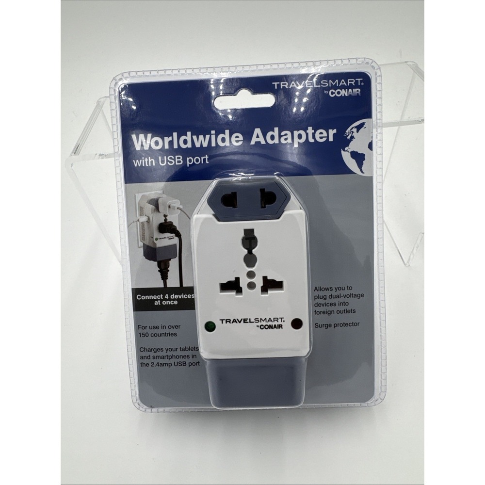 Worldwide Adapter with USB port Travelsmart by Conair - BRAND NEW -